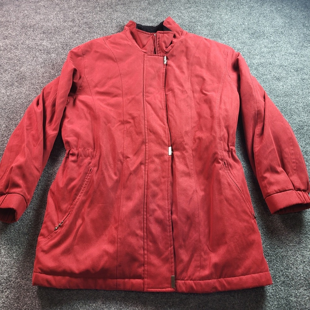 London Fog Red Petite M Jacket Coat Womens Lightweight Full Zip‎ Drawstring